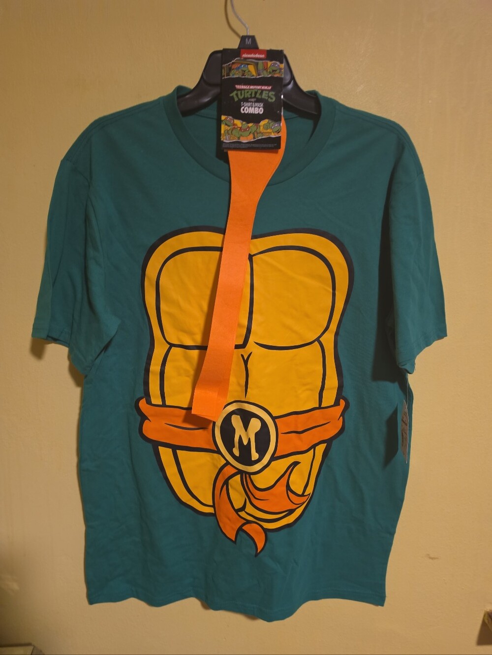 NWT TMNT Michelangelo Mens Size Medium T-Shirt With Mask Combo Halloween Costume